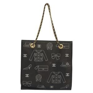 Chanel Canvas Chain Tote Bag Black